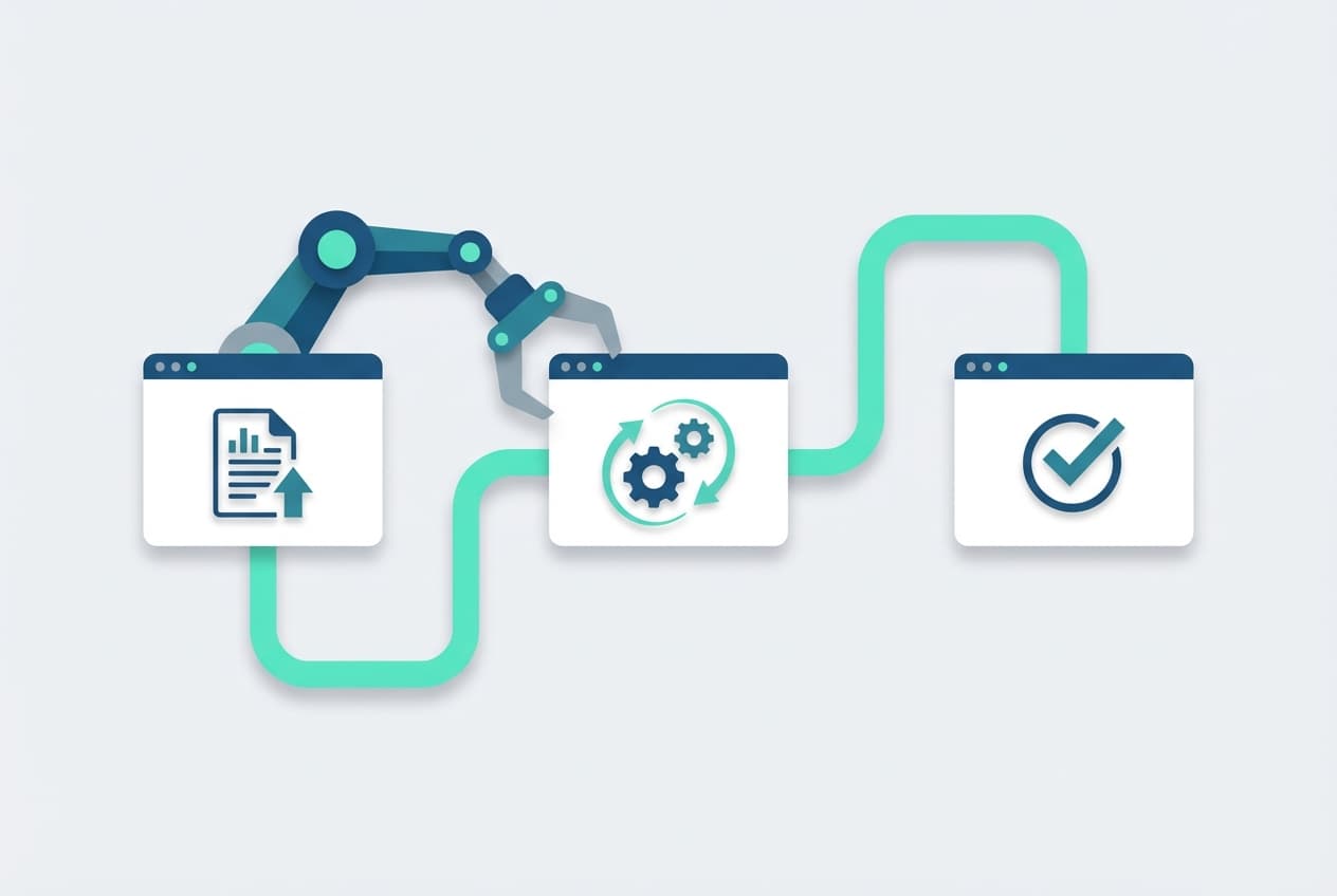 RPA workflow automatisering: robot arm verbindt softwareapplicaties via geautomatiseerde processen - procesoptimalisatie voor MKB in Zuid-Limburg